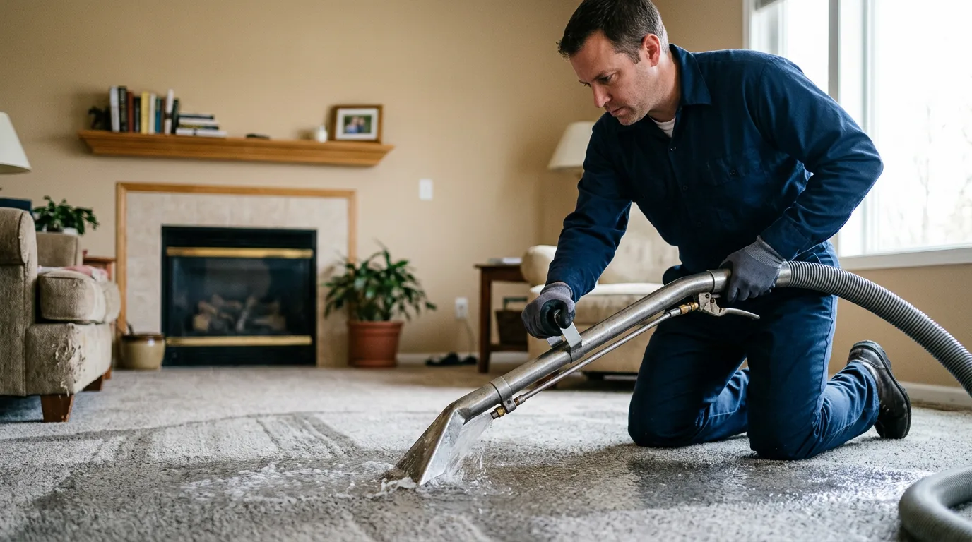 Water damage restoration technician working near Shell, WY